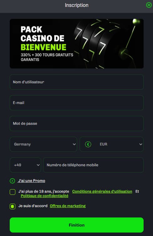 inscription Velobet Casino